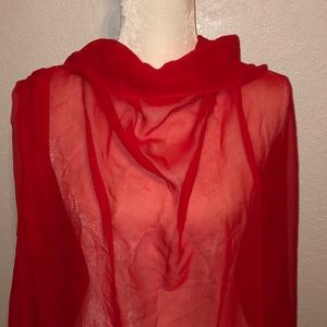 Red sheer veil, shawl, sari, coverup